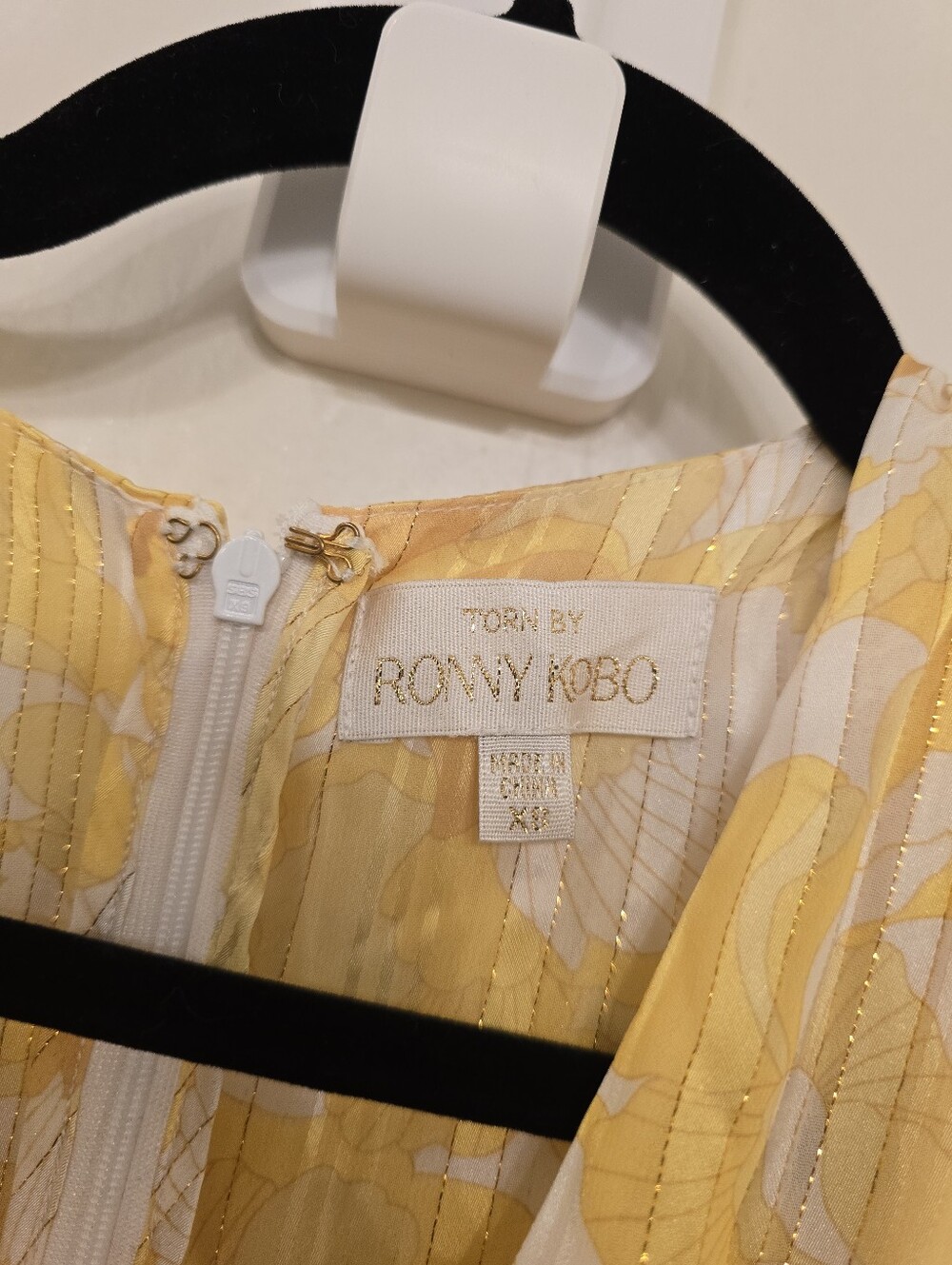 NWT! Ronny Kobo Yellow Long Sleeved Floral Print Dress - Picture 5 of 6